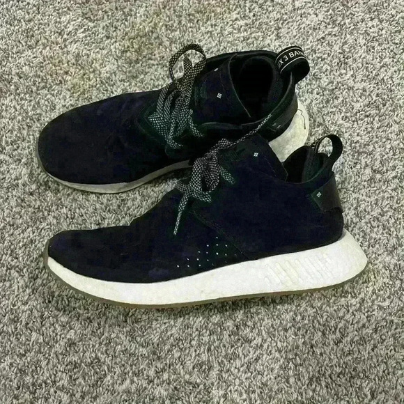 Adidas NMD C2 Men's Size 10 Shoes Black White Nubuck Trainer Sneakers preowned - Picture 4 of 8